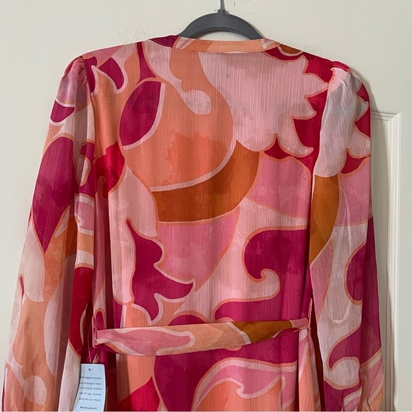 Donna Morgan Long Sleeve Ruffle Tier Print Chiffon Maxi Dress Size 2 - Picture 9 of 15